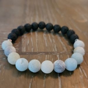 8mm Lava Stone Amazonite Gemstone Mala Bracelet 7.5 inches Meditation Energy 2